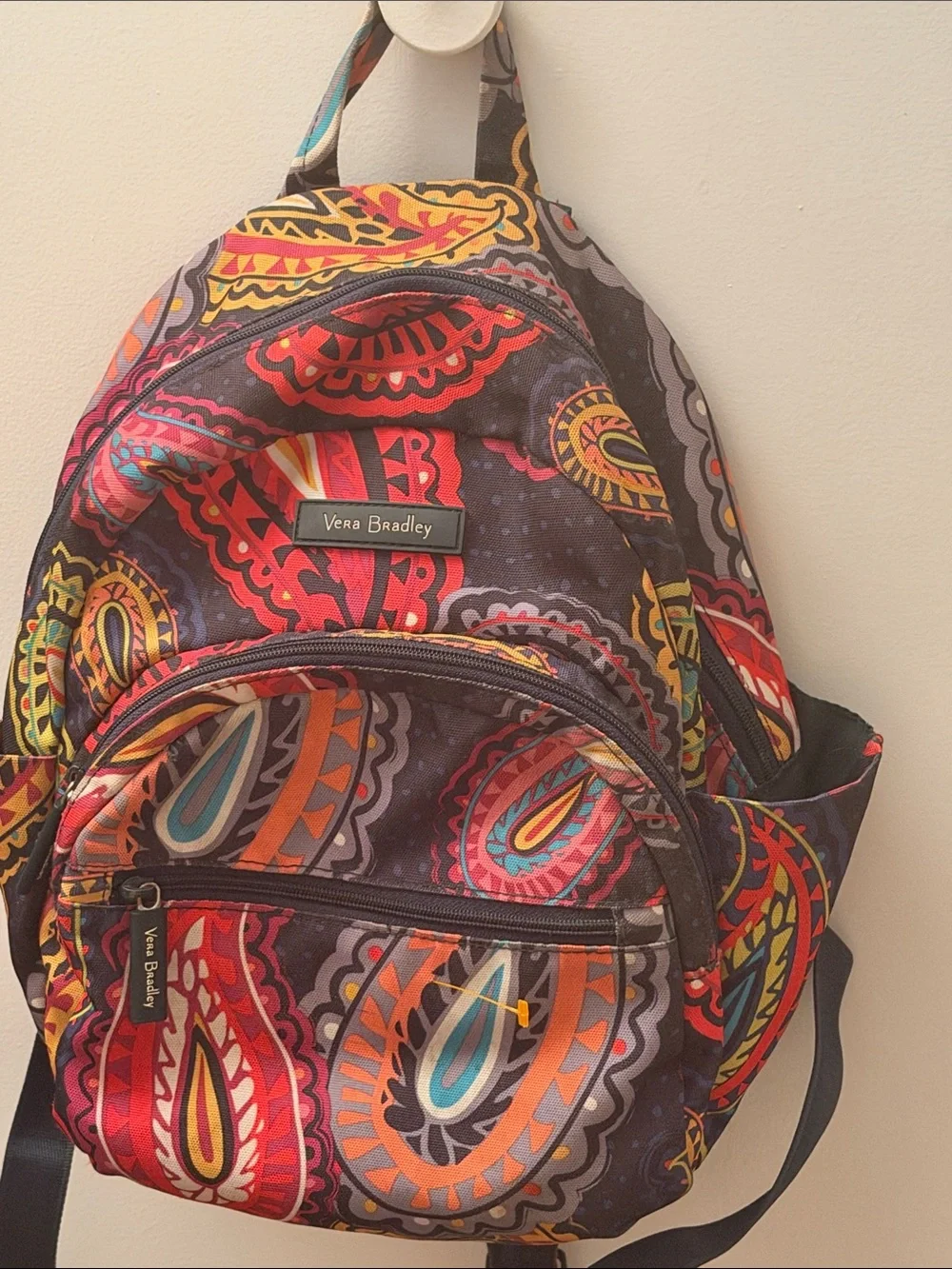 Vera Bradley Black Backpack with Multicolor Paisley Accents